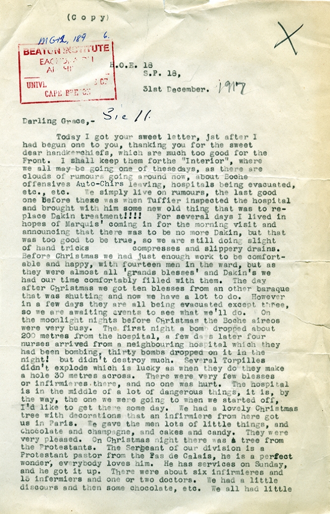 Letter from Katharine McLennan to Grace McLennan